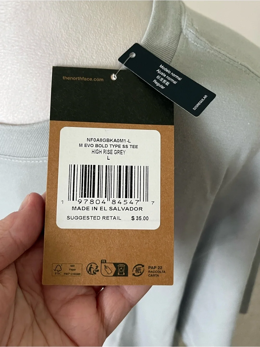 NWT The North Face Light Gray Short-Sleeve Graphic Logo Tee Size Large